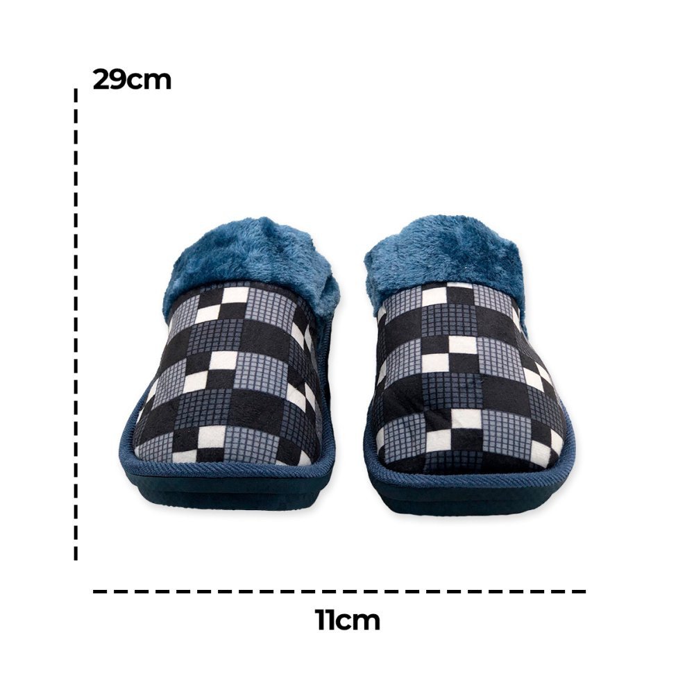 Pantufa Masculina Xadrez Azul Conforto e Segurança 44/45 - 6