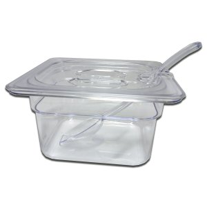 Cuba Gastronômica Policarbonato Gn 1/6x100mm 1,5 L Sb + Tampa com Abertura + Colher 21 Cm Sb