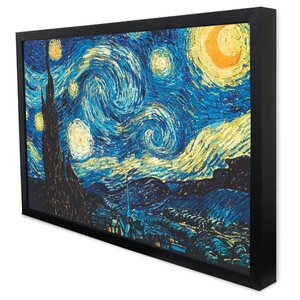 Quadro Decorativo Caixa Alta com Vidro Noite Estrelada - Van Gogh TaColado Moldura Preta 120 x 80cm
