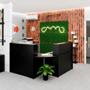 Balcão Atendimento de Canto em L Recepção Consultório 120x60 Netmobil - Preto