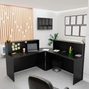 Ver imagem 2 de Balcão Atendimento de Canto em L Recepção Consultório 120x60 Netmobil - Preto