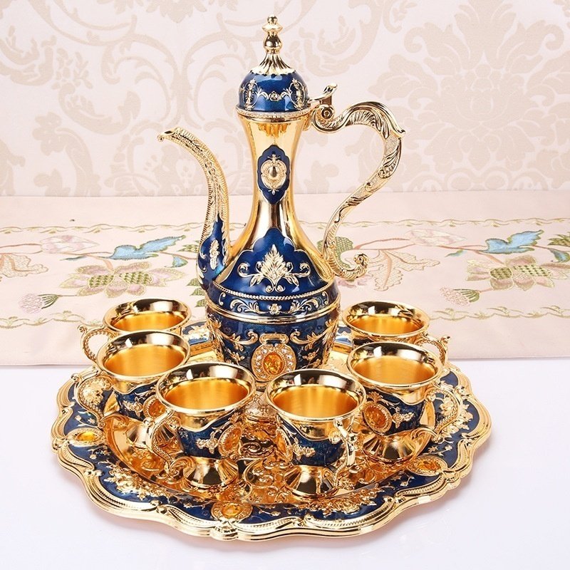 Metal Hip Flask Set para Casa e Casamento, Conjunto De Vinho De Luxo, Ornamentos Europeus, Presente 