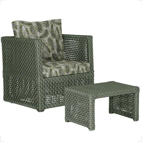 Mesa e 1 Poltrona Madri Corda Náutica Estofado 5 Trama Verde