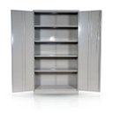 Ver imagem 1 de Armário Multiuso de Aço 2 Portas 4 Prateleiras Desmontáveis e Reguláveis 120 X 45 com Chaves Cinza