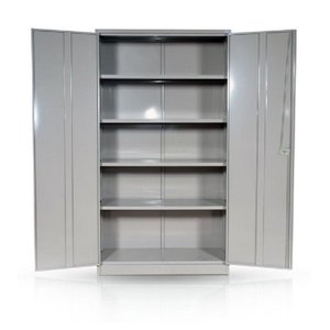 Armário Multiuso de Aço 2 Portas 4 Prateleiras Desmontáveis e Reguláveis 120 X 45 com Chaves Cinza