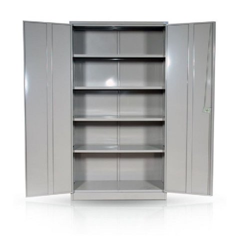 Armário Multiuso de Aço 2 Portas 4 Prateleiras Desmontáveis e Reguláveis 120 X 45 com Chaves Cinza