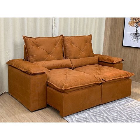 Sofá 3 Lugares Retrátil e Reclinável 2,00 Metros Alpoim Estofados Terracota 22 Athenas