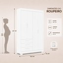Ver imagem 5 de Guarda-Roupa para Quarto de Bebê Zaki Branco/Fosco 4 Portas