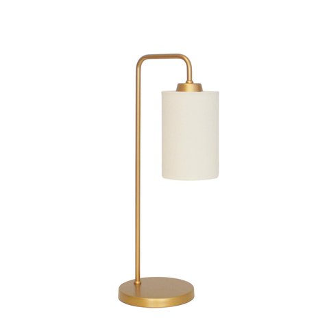 Luminária de Mesa Retro Dourada com Cúpula Cru 46cm