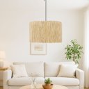 Ver imagem 1 de Luminária Shalon de Teto Corda Sisal Natural Palha Moderna:preto