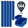 Kit Com 144 Gaveteiros de Plástico Organizador Bin Nº 3 - Azul CaixaPlast - 4