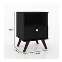 Ver imagem 4 de Mesa de Cabeceira 1 Gaveta 1 Nicho com Pés Retrô - Preto