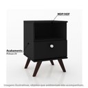Ver imagem 2 de Mesa de Cabeceira 1 Gaveta 1 Nicho com Pés Retrô - Preto