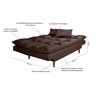 Sofá Cama Casal 3 Lugares Andorra Suede Marrom 379 Império Estofados - 7