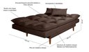 Ver imagem 7 de Sofá Cama Casal 3 Lugares Andorra Suede Marrom 379 Império Estofados