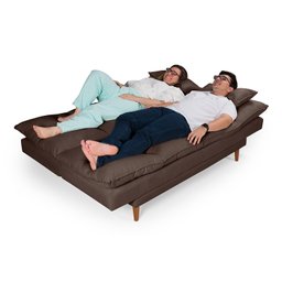 Sofá Cama Casal 3 Lugares Andorra Suede Marrom 379 Império Estofados - 2