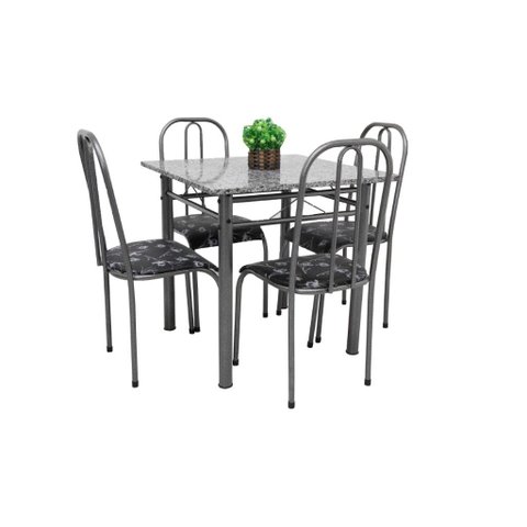 MESA DE JANTAR COM 4 CADEIRAS Balli 80CM AÇO COR CRAQUEADA