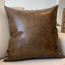 Ver imagem 3 de Almofada em Couro Ecológico Marrom Quadrada:Completa