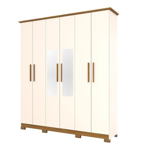 Guarda Roupa Casal Cover Off White Nature com Espelho - Henn
