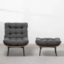 Ver imagem 2 de Kit Poltrona Costela com Puff Para Sala Linho Chumbo