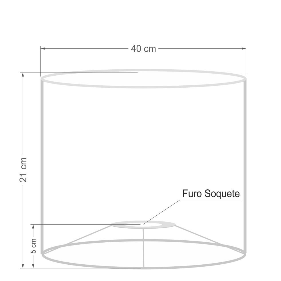 Cúpula Abajur e Luminária em Tecido Cilíndrica Vivare Cp-8017 Ø40x21cm - Bocal Europeu - Laranja - 3