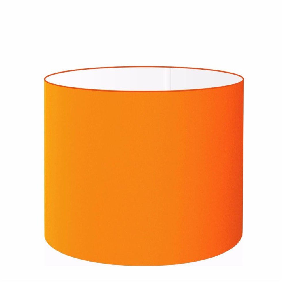 Cúpula Abajur e Luminária em Tecido Cilíndrica Vivare Cp-8017 Ø40x21cm - Bocal Europeu - Laranja - 1