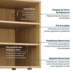 Estante Home 8 Módulos 14 Portas 2 Gavetas 1 Kit Prateleira Frame Cabecasa MadeiraMadeira   - 5
