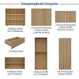 Estante Home 8 Módulos 14 Portas 2 Gavetas 1 Kit Prateleira Frame Cabecasa MadeiraMadeira   - 3