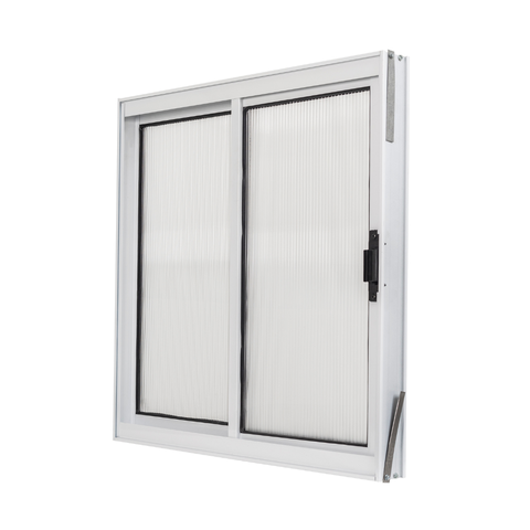 Vitro de Janela 50x50cm de Correr 2 Folhas Aluminio e Policarbonato para Banheiros Branco