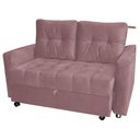 Ver imagem 3 de Sofá Cama Renoir 2 Lugares Reclinável 140cm Rosa Veludo Matrix