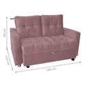 Ver imagem 4 de Sofá Cama Renoir 2 Lugares Reclinável 140cm Rosa Veludo Matrix