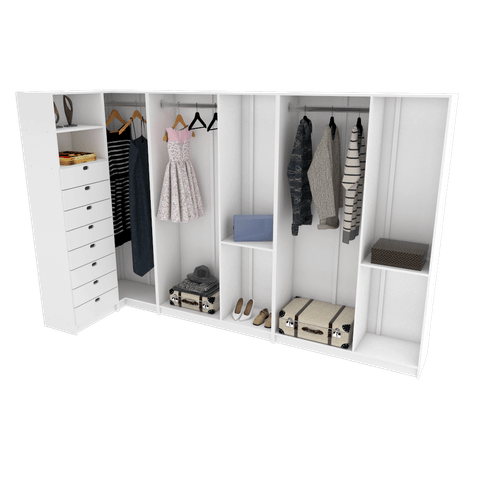 KIT CLOSET M141,142,143 GAVETAS, PRATELEIRAS M144.2021.B MUNDI MOVEIS