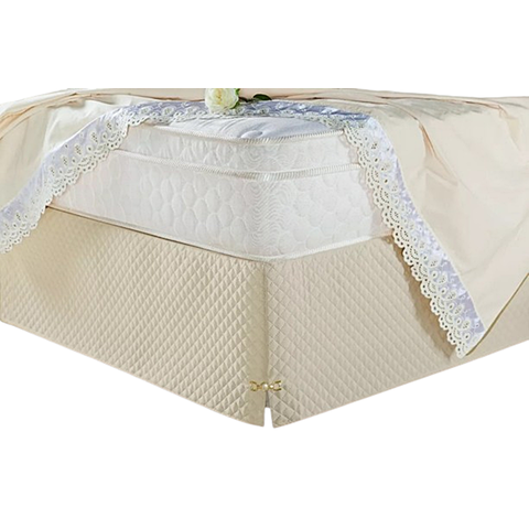 Saia Box Casal Queen Creme Matelassado Serve para Cama Baú