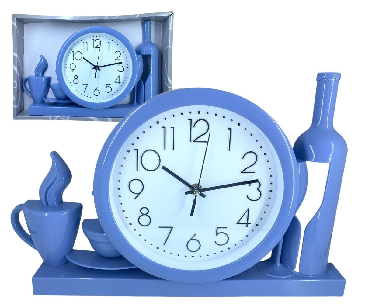 Relógio Parede Cozinha Garrafa Xícara Decorativo Grande Azul Quartz Relógio Decorativo, Relogio Cozi