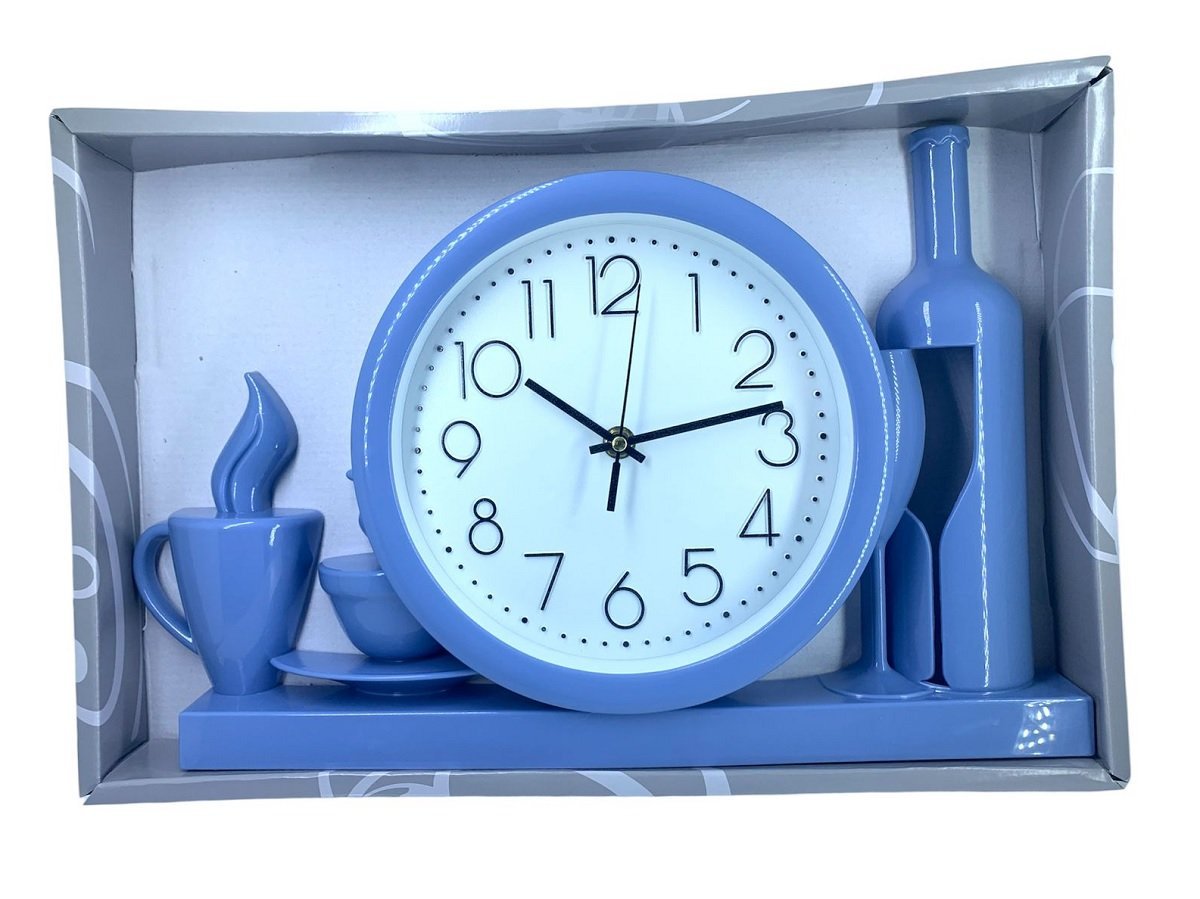 Relógio Parede Cozinha Garrafa Xícara Decorativo Grande Azul Quartz Relógio Decorativo, Relogio Cozi - 3