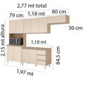 Ver imagem 4 de Cozinha Modulada Milla 4 Peças Amendoa Off White Puxador Aluminio Ii