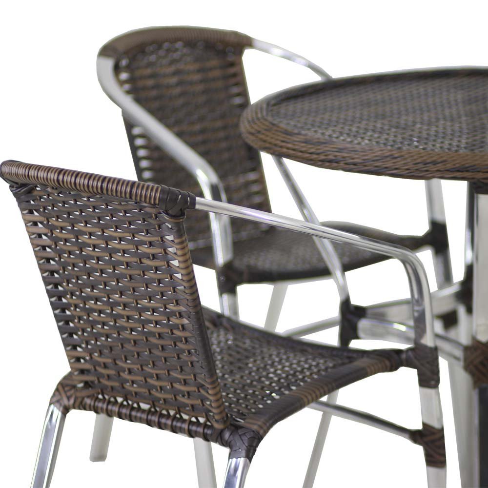 Jogo 4 Cadeiras Floripa e Mesa Com Tampo Tramado em Alumínio Piscina, Área, Jardim Trama Original - 3