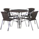 Ver imagem 1 de Jogo 4 Cadeiras Floripa e Mesa Com Tampo Tramado em Alumínio Piscina, Área, Jardim Trama Original