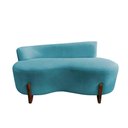 Ver imagem 4 de Namoradeira Sofá Feijão Lounge 120cm Orgânica Bouclé Azul Turquesa