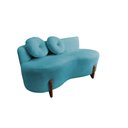 Ver imagem 3 de Namoradeira Sofá Feijão Lounge 120cm Orgânica Bouclé Azul Turquesa