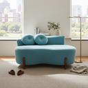 Ver imagem 1 de Namoradeira Sofá Feijão Lounge 120cm Orgânica Bouclé Azul Turquesa