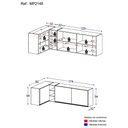 Ver imagem 4 de Kit Armário de Cozinha Aéreo Canto 90cm e Aéreo 120cm Veneza Multimóveis Mp2148 Preto/dourado