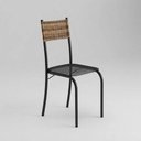 Ver imagem 3 de Kit 6 Cadeiras Atlanta Corino Tempest Preto e Rattan Carvalho Tubo Preto Fosco