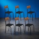 Ver imagem 5 de Kit 6 Cadeiras Atlanta Corino Tempest Preto e Rattan Carvalho Tubo Preto Fosco