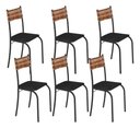 Ver imagem 1 de Kit 6 Cadeiras Atlanta Corino Tempest Preto e Rattan Carvalho Tubo Preto Fosco