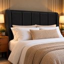 Ver imagem 1 de Cabeceira de Cama Box Viuva 1,20m Elena Boucle Preto - Mirra Decor