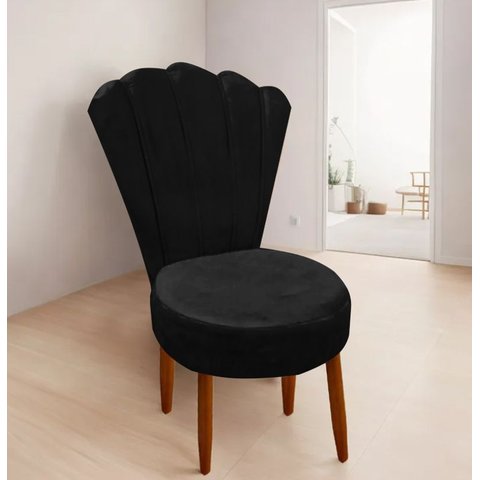 Conjunto 2 Cadeiras Estofadas Sala de Jantar Anna Suede Preto