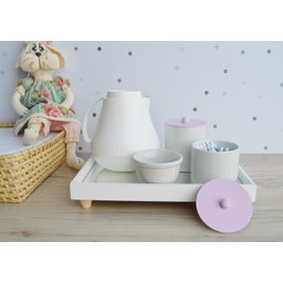 Kit Higiene Porcelana Bebê Meninas Maternidade Bancada Lilas Bebê Térmica - 2