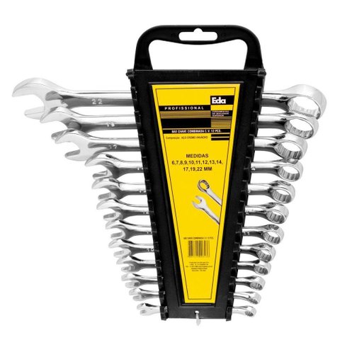 Jogo de Chave Combinada em C.v - 12 Peças (6-22mm) - Eda