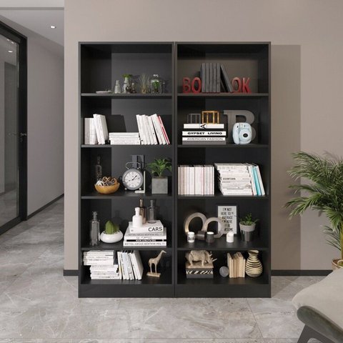Kit 2 Estantes Multiuso com 10 Prateleiras com Amplo Espaço Espresso Móveis Preto